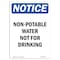 Signmission OSHA Notice, 5" Height, Non-Potable Water Not For Drinking Sign, 5" X 3.5", Portrait OS-NS-D-35-V-15095 - alternate 1